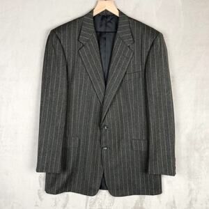 HICKEY FREEMAN Boardroom Wool Blazer Sz 43L Gray Brown Stripe Jacket Union Made
